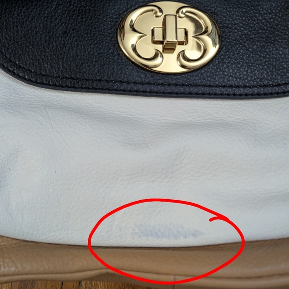 NWT Emma Fox Genuine Leather Tan Black Colorblock Crossover Shoulder Bag - Picture 9 of 10